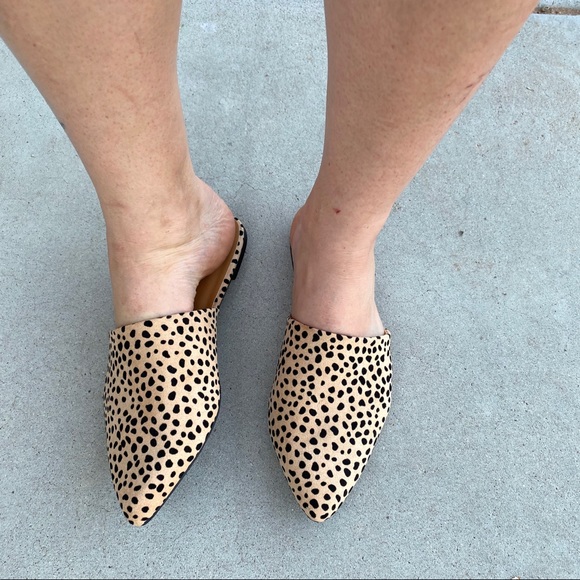 New! Tan Black Leopard Animal Print Flats Mules - Picture 2 of 9